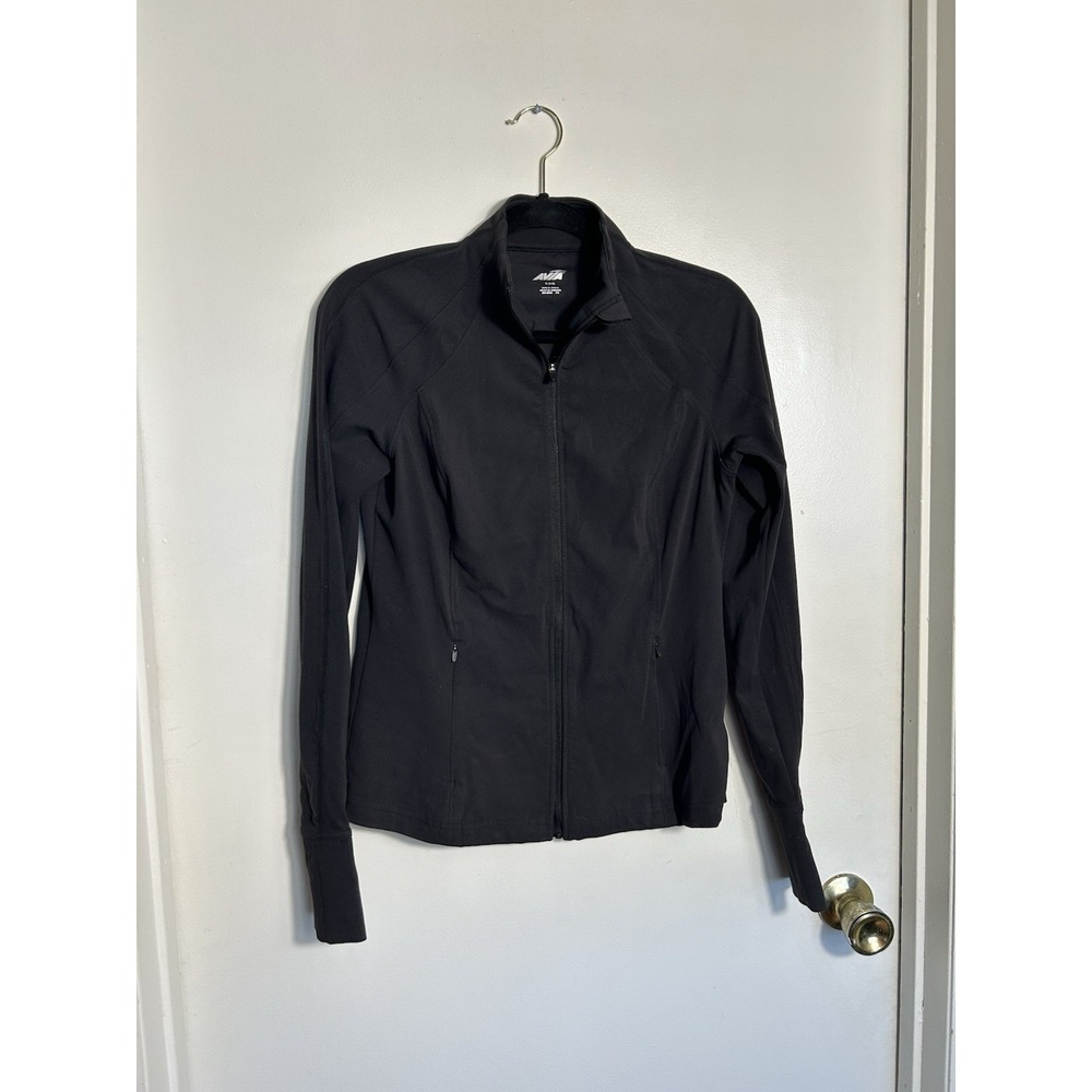 Avia SoftSculpt Women's S 4-6 Black Zip Up Athletic Jacket Thumbholes Moisture